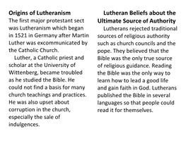 Origins of Lutheranism