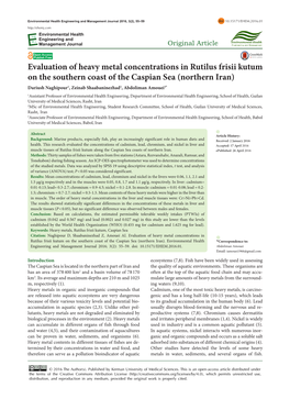 Evaluation of Heavy Metal Concentrations in Rutilus Frisii Kutum