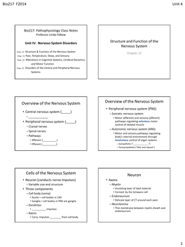 Nervous System Disorders Structure and Function of the Nervous System Chap