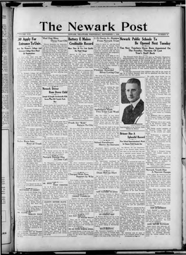 The Newark Post I ' VOLUME XVII Lijewark, DELAWARE, WEDNESDAY, SEPTEMBER I, 1926