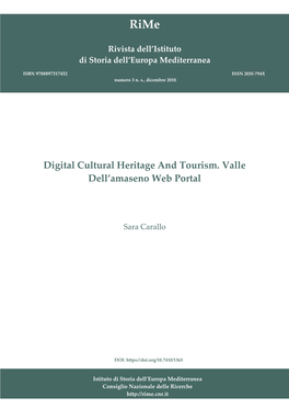 Digital Cultural Heritage and Tourism. Valle Dell'amaseno Web Portal