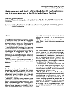 And Identity of Triploids of Rana