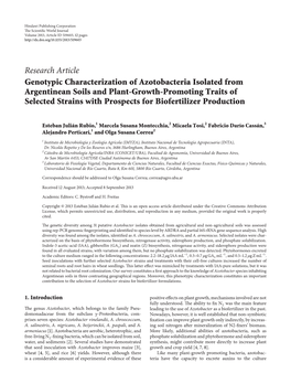 Genotypic Characterization of Azotobacteria Isolated From