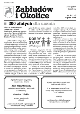 110) I Okolice Lipiec 2018 „„ 300„Złotych„Dla„Ucznia„„ 1 Lipca Br