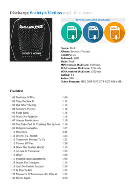 Discharge Society's Victims Mp3, Flac, Wma