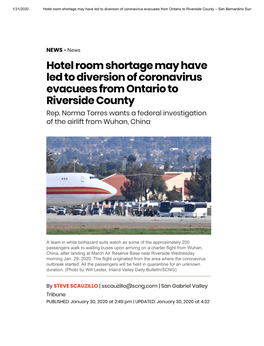 Hotel Room Shortage May Have Led to Diversion of Coronavirus Evacuees from Ontario to Riverside County – San Bernardino Sun