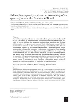 Habitat Heterogeneity and Anuran Community of an Agroecosystem in the Pantanal of Brazil