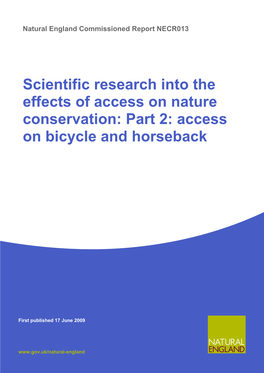Scientific Research Into the Effects of Access on Nature Conservation: Part 2: Access on Bicycle and Horseback