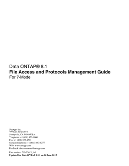 Data ONTAP® 8.1 File Access and Protocols Management Guide for 7-Mode