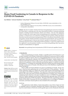 Home Food Gardening in Canada in Response to the COVID-19 Pandemic