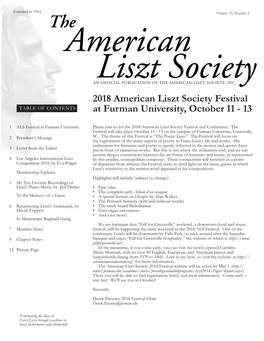 2018 American Liszt Society Festival at Furman University, October 11