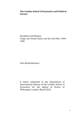 Congo, the United States and the Cold War, 1964- 1981