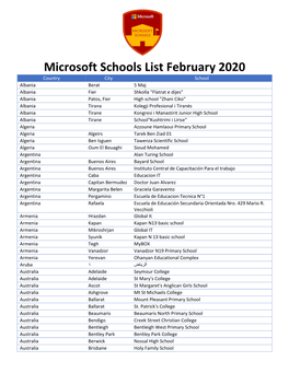 Microsoft Schools List February 2020