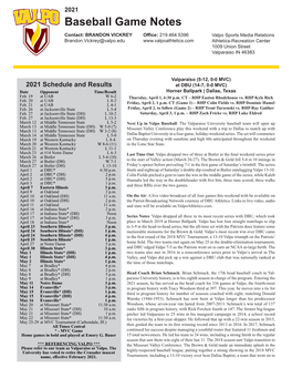 Baseball Game Notes