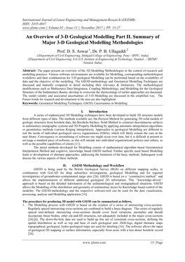An Overview of 3-D Geological Modelling Part II. Summary of Major 3-D Geological Modelling Methodologies