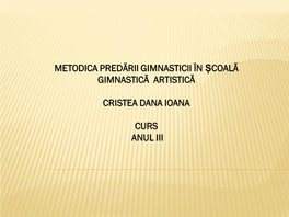 Metodica Predării Gimnasticii În Școală Gimnastică Artistică Cristea