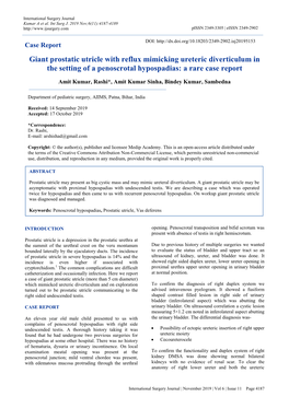 Giant Prostatic Utricle with Reflux Mimicking Ureteric Diverticulum in the Setting of a Penoscrotal Hypospadias: a Rare Case Report