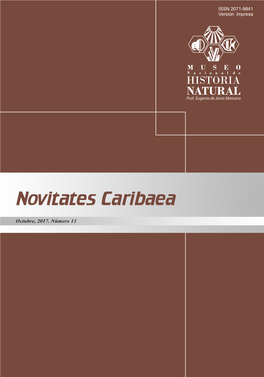 Octubre, 2017. Número 11 De Esta Publicación, “Novitates Caribaea” Núm