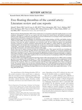 Free-Floating Thrombus of the Carotid Artery