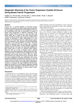 Epigenetic Silencing of the Tumor Suppressor Cystatin M Occurs During Breast Cancer Progression