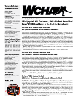 WCHA.Com UM's Bjugstad, CC's Thorimbert, UMD's Herbert Named