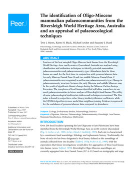 The Identification of Oligo-Miocene Mammalian Palaeocommunities