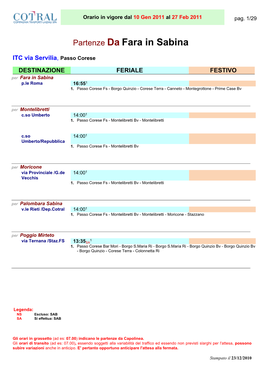 Partenze Da Fara in Sabina