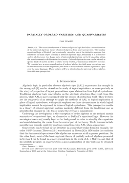 Partially Ordered Varieties and Quasivarieties 1