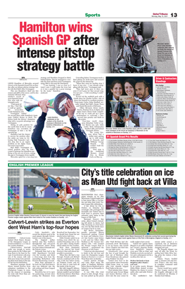 City's Title Celebration on Ice As Man Utd Fight Back at Villa