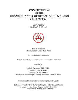 Constitution Grand Chapter of Royal Arch Masons Of