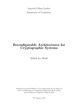 Reconfigurable Architectures for Cryptographic Systems