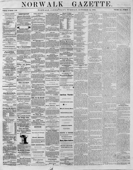 NOKWALK, CONNECTICUT, TUESDAY, OCTOBER 12,1869. 7'*J WHOLE NUMBER 1136; :• ' ';• Il : Vv-'.>7;