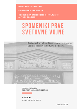 Spomeniki Prve Svetovne Vojne