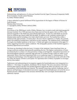 Sedimentology and Taphonomy of a Dinosaur Bonebed from the Upper