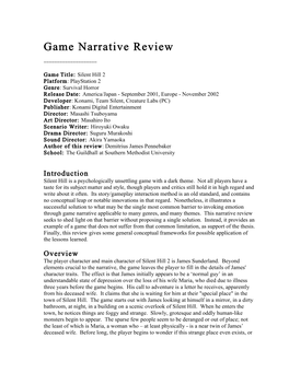 Game Narrative Review