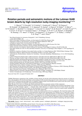 Rotation Periods and Astrometric Motions of the Luhman 16AB Brown Dwarfs by High-Resolution Lucky-Imaging Monitoring?,?? L