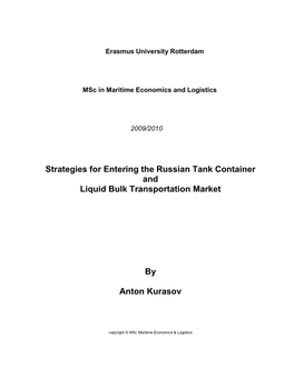 Strategies for Entering the Russian Tank Container and Liquid Bulk Transportation Market