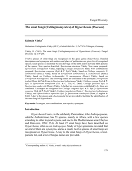 The Smut Fungi (Ustilaginomycetes) of Hyparrhenia (Poaceae)