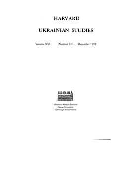 Harvard Ukrainian Studies PL A
