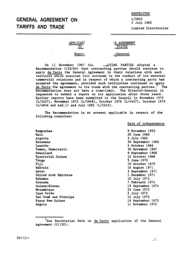 TARIFFS and TRADE Limited Distribution