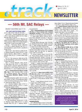 — 56Th Mt. SAC Relays — PV: 1