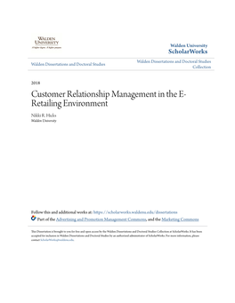 Customer Relationship Management in the E-Retailing Environment