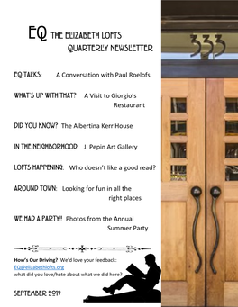 EQ the Elizabeth Lofts Quarterly Newsletter