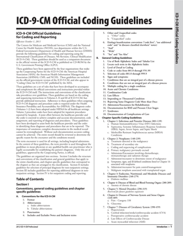 ICD-9-CM Official Coding Guidelines Official ICD-9-CM ICD-9-CM Official Coding Guidelines