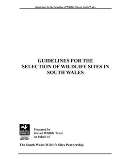South Wales Guidelines for Selection of Wildlife Sites