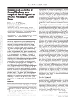 Electrochemical Acceleration of Chemical Weathering As an Energetically Feasible Approach to Mitigating Anthropogenic Climate Ch