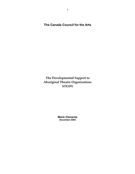 The Canada Council for the Arts the Developmental Support To