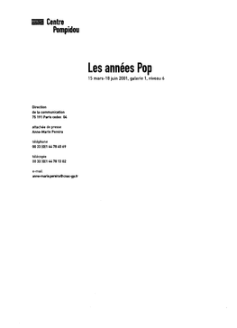 Les Années Pop 15 Mars-18 Juin 2001, Galerie 1, Niveau 6