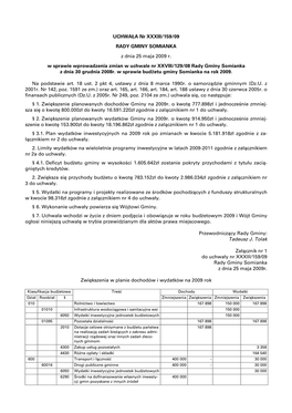 UCHWAŁA Nr XXXIII/159/09 RADY GMINY SOMIANKA Z Dnia 25