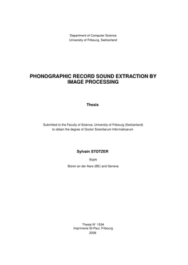 Phonographic Record Sound Extraction by Image Processing